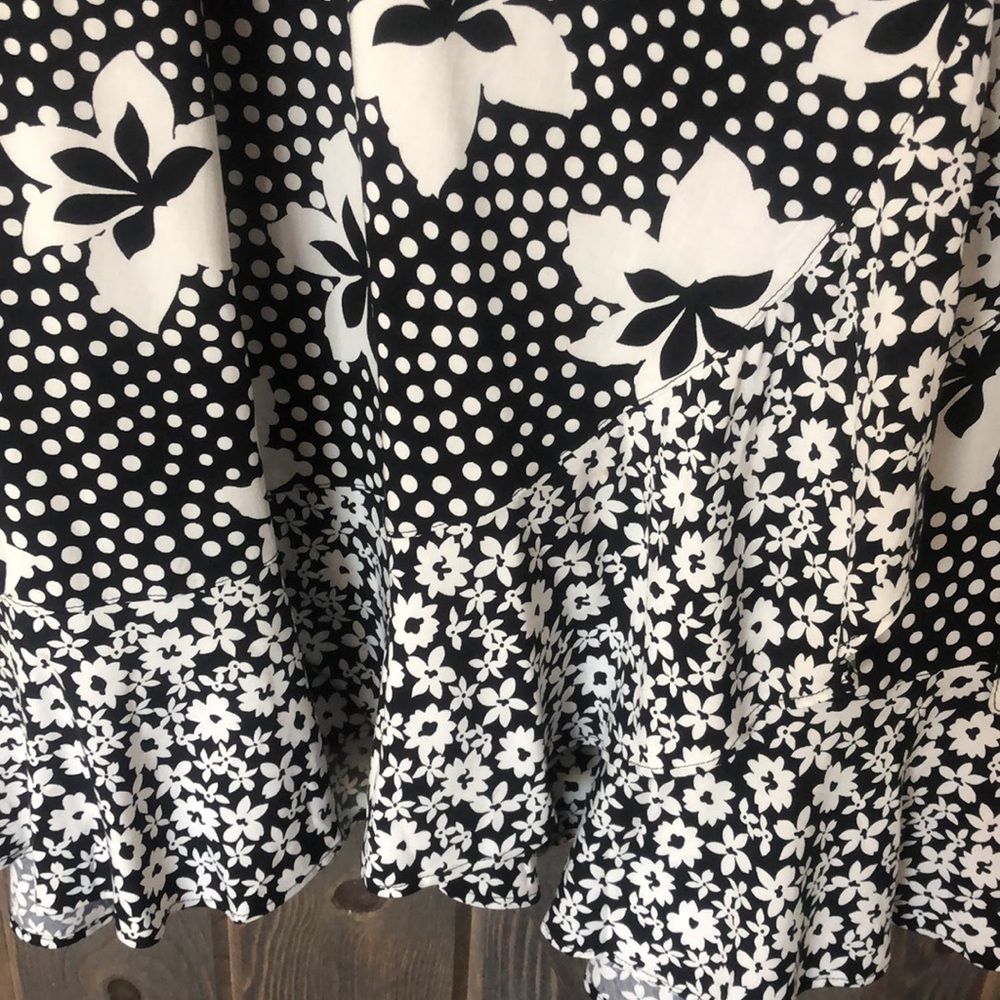 Anthropologie Black and White Floral Wrap Dress - Picture 3 of 6